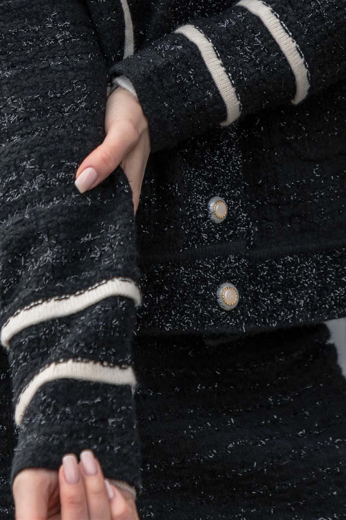 Black Cashmere Jacket with Sparkly Details