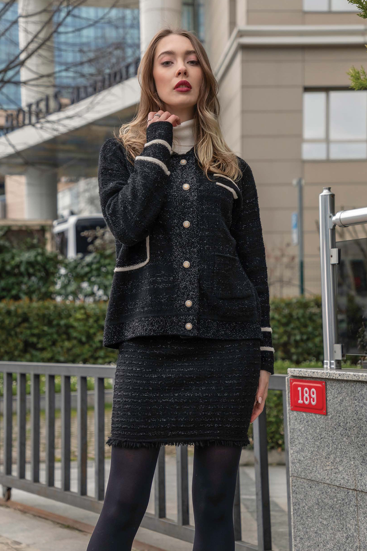 Black Cashmere Jacket with Sparkly Details