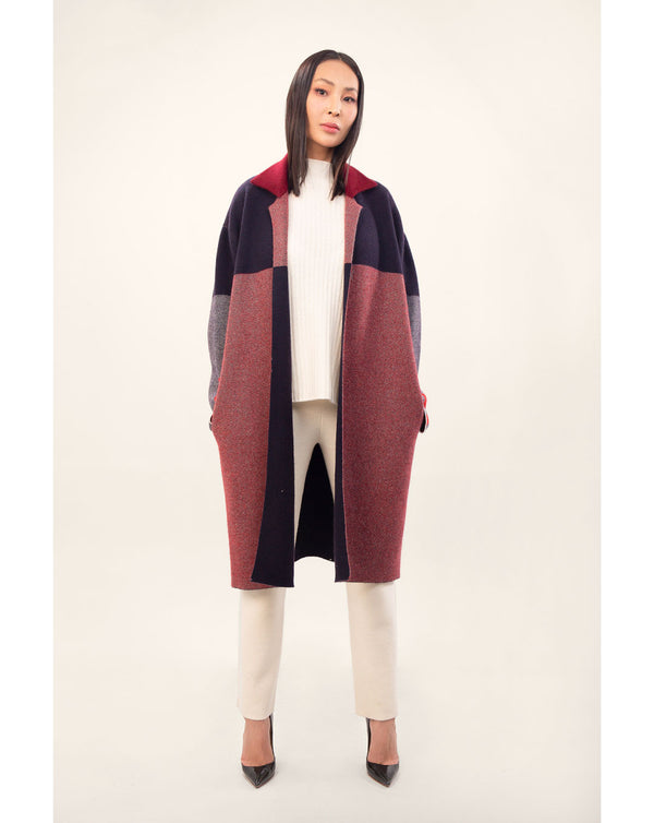 Purple and Red Boho Cashmere Coat - Mongolian Gallery