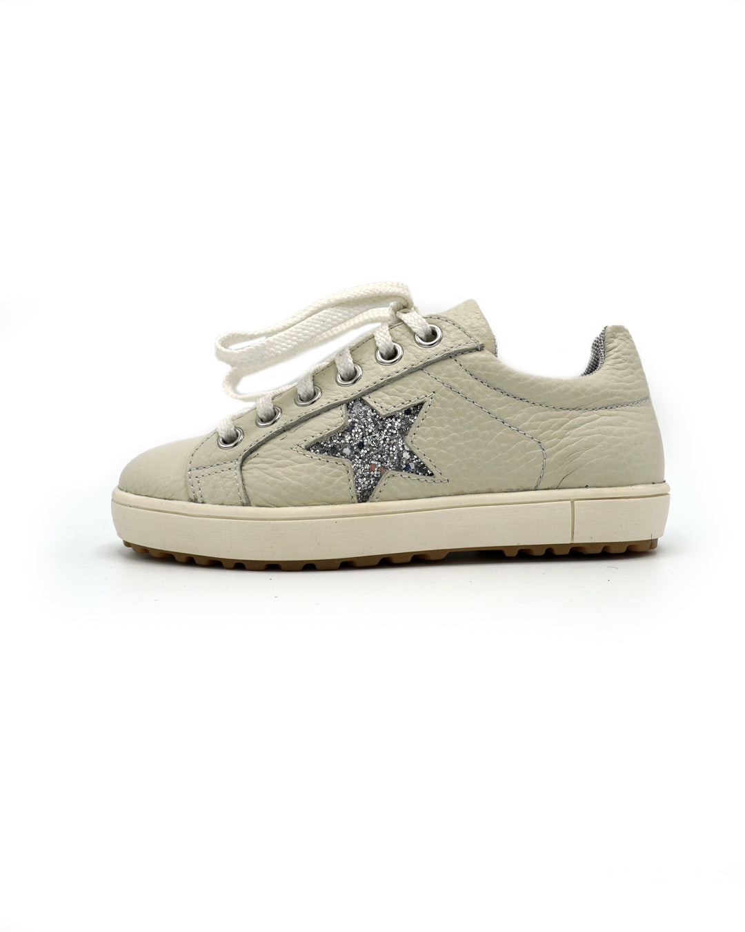 Leather Sneaker with Glitter Star