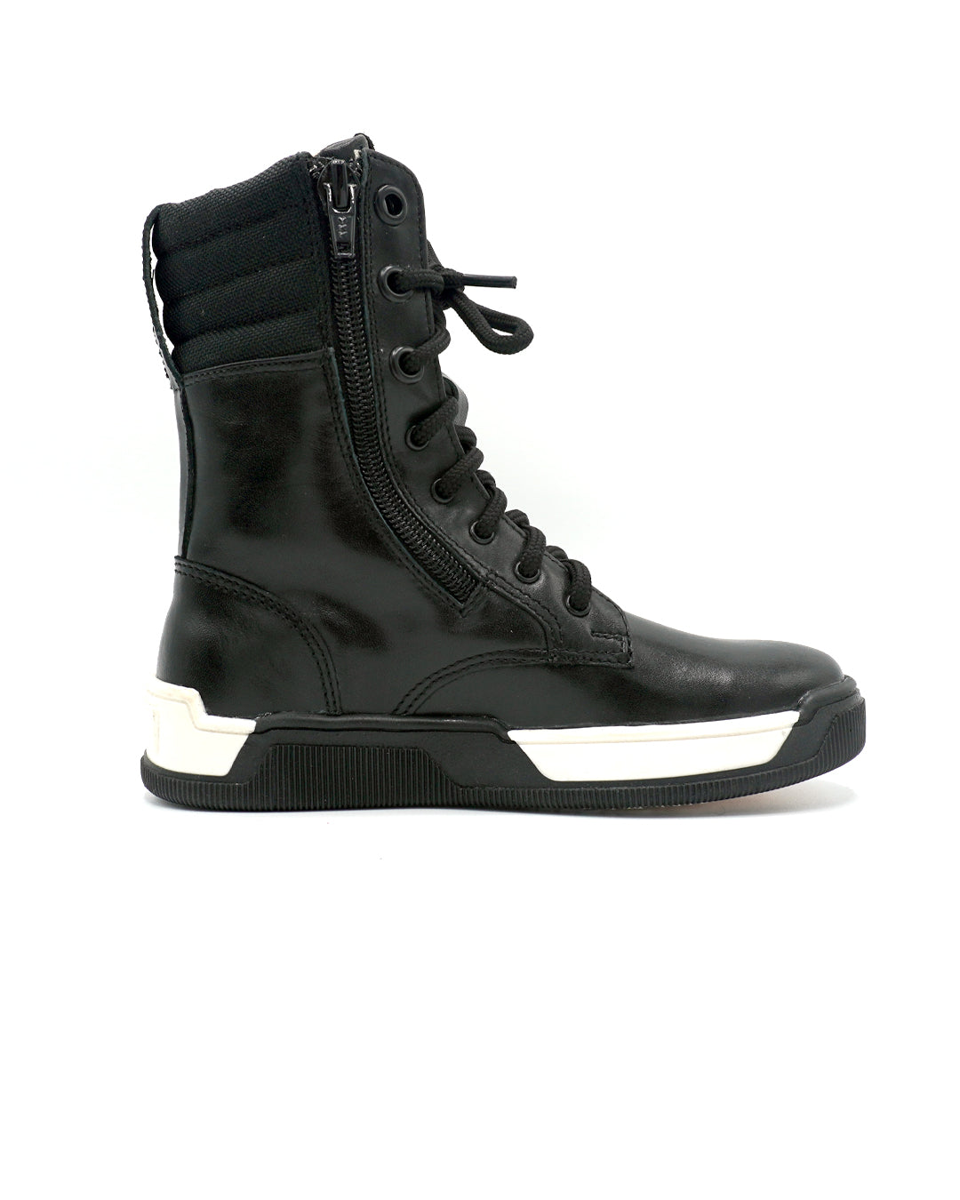 Lace-up Leather Ankle Boots with Zipper