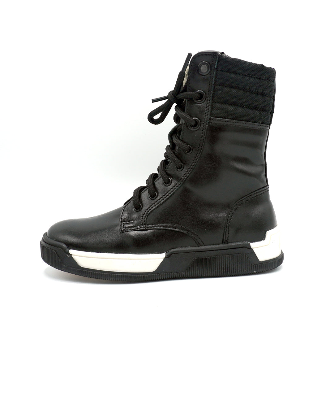Lace-up Leather Ankle Boots with Zipper