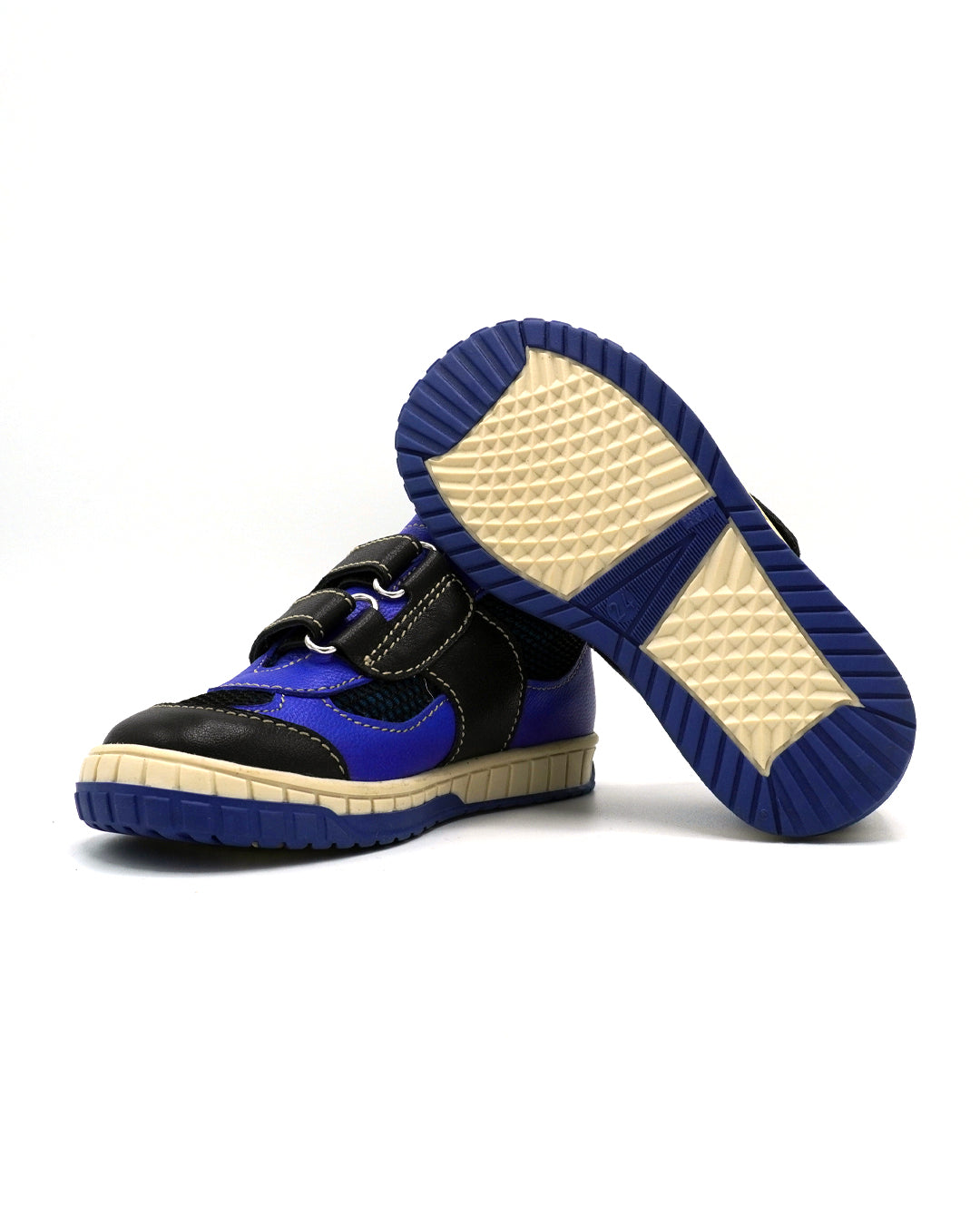 Blue Leather Shoes with Double-straps for Toddlers