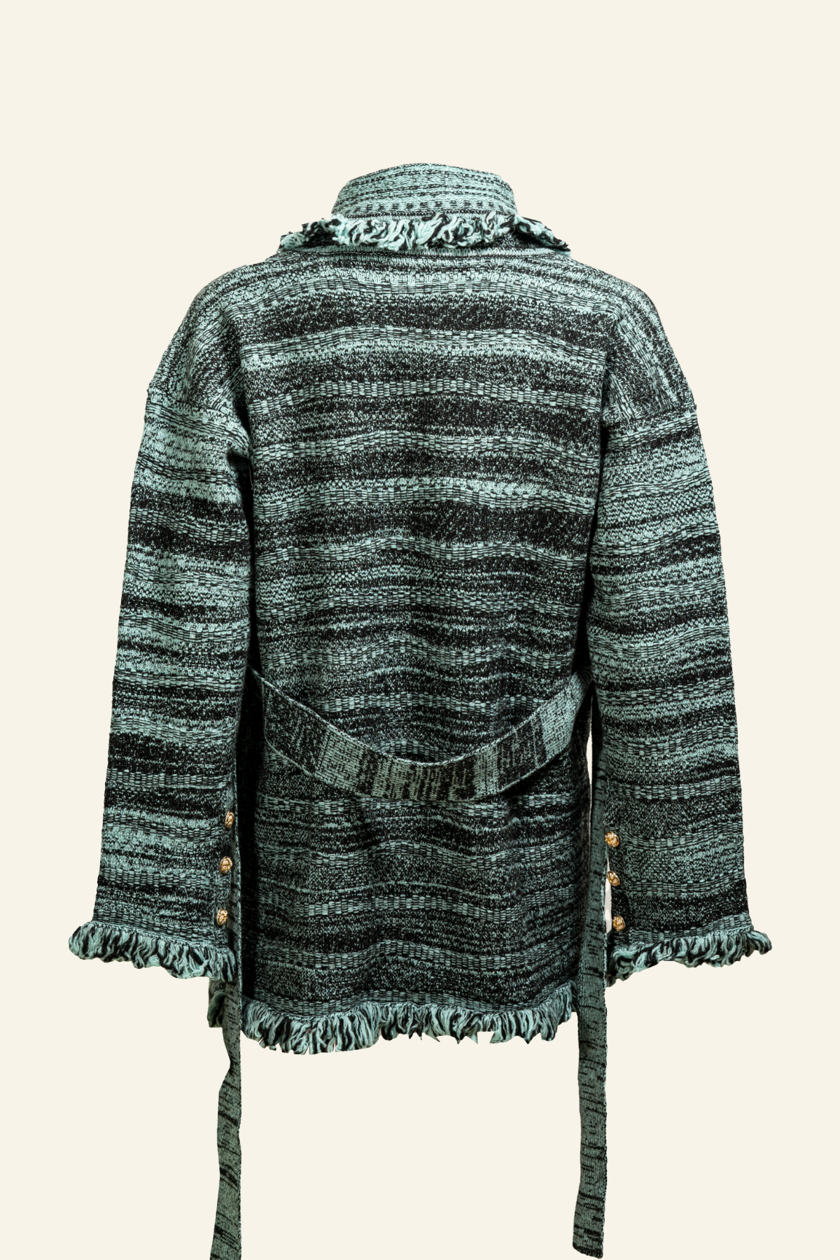 Horizontal Striped Cashmere Cardigan