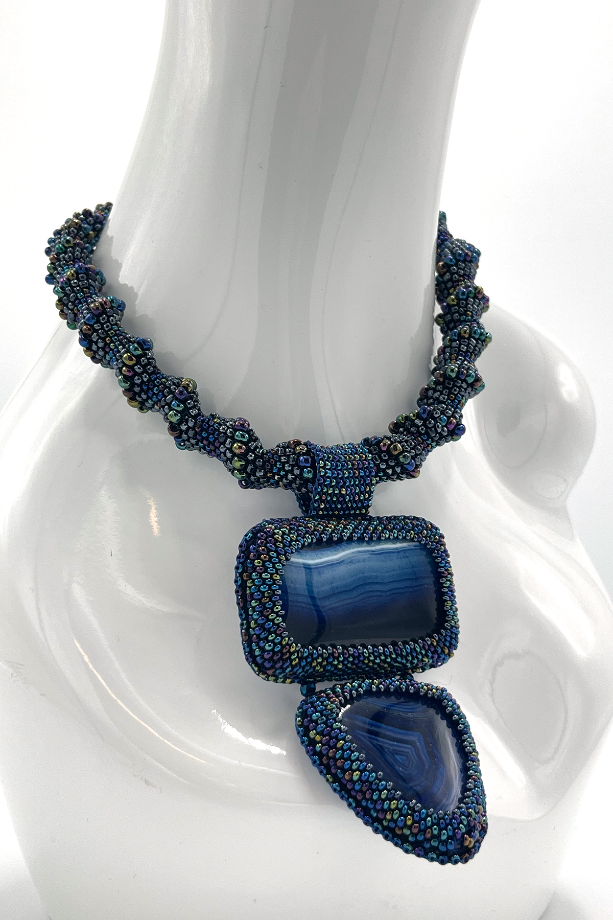 Deep Blue Handmade Soutache Necklace