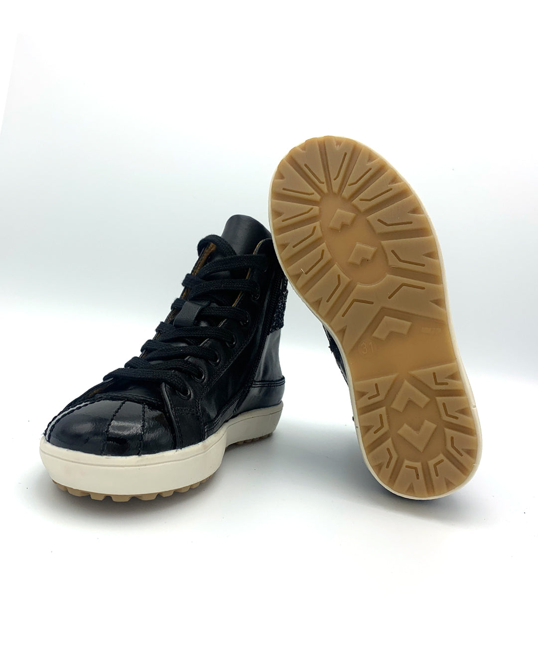 Black Ankle Length Leather Sneaker