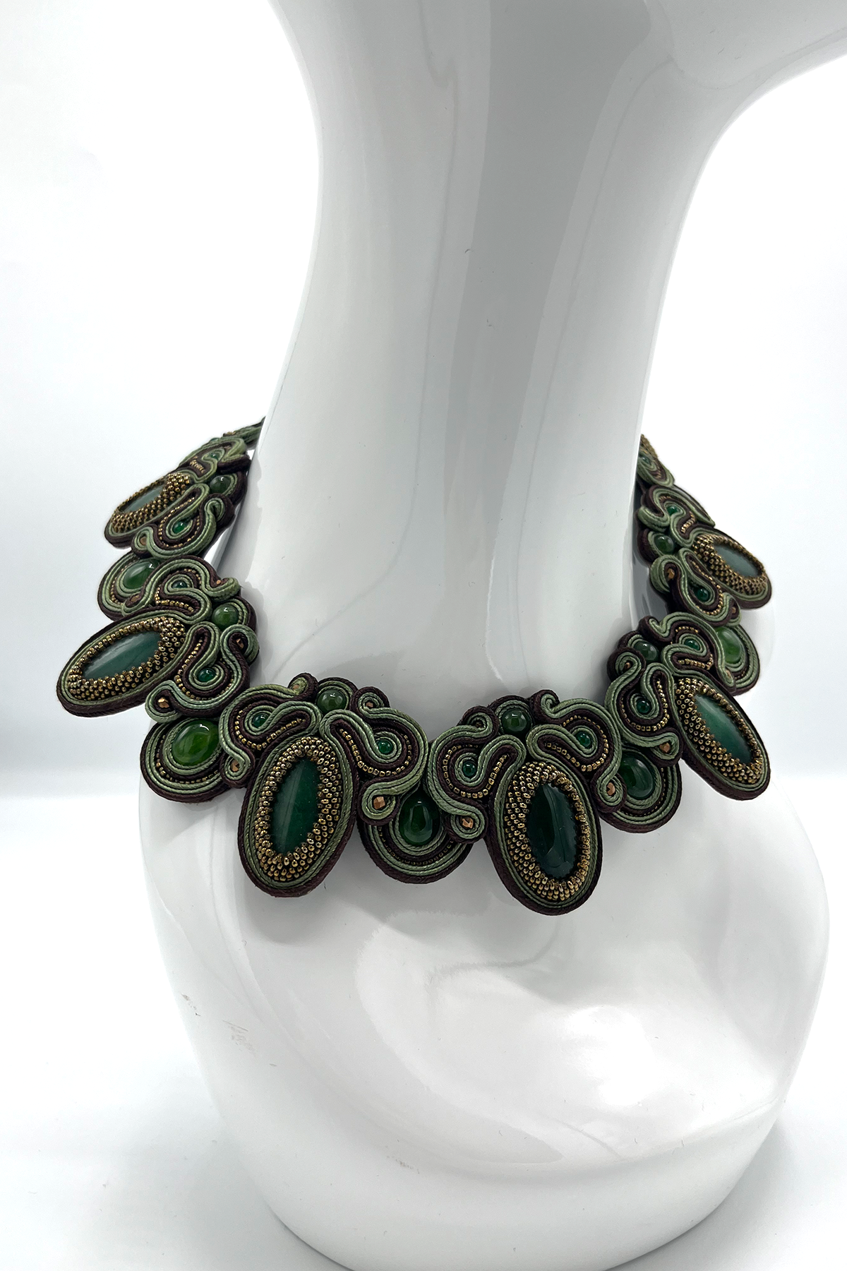 Green Handmade Soutache Necklace