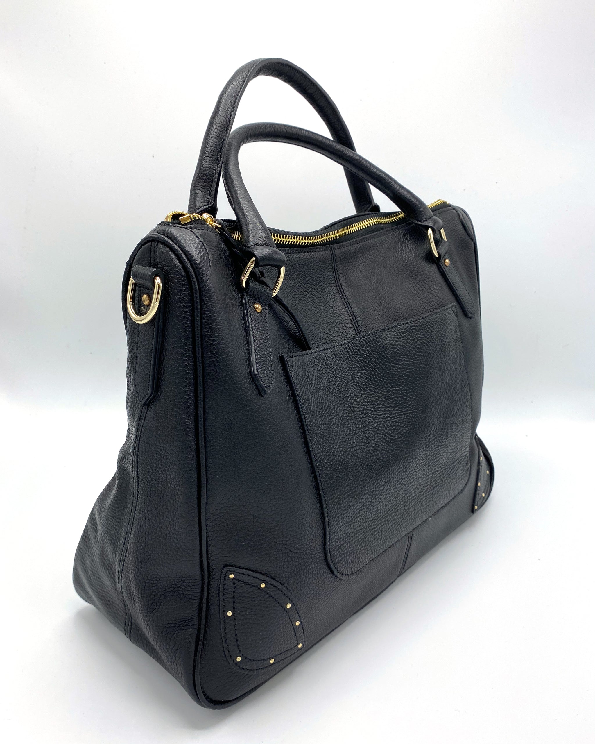 Real leather black bag on sale