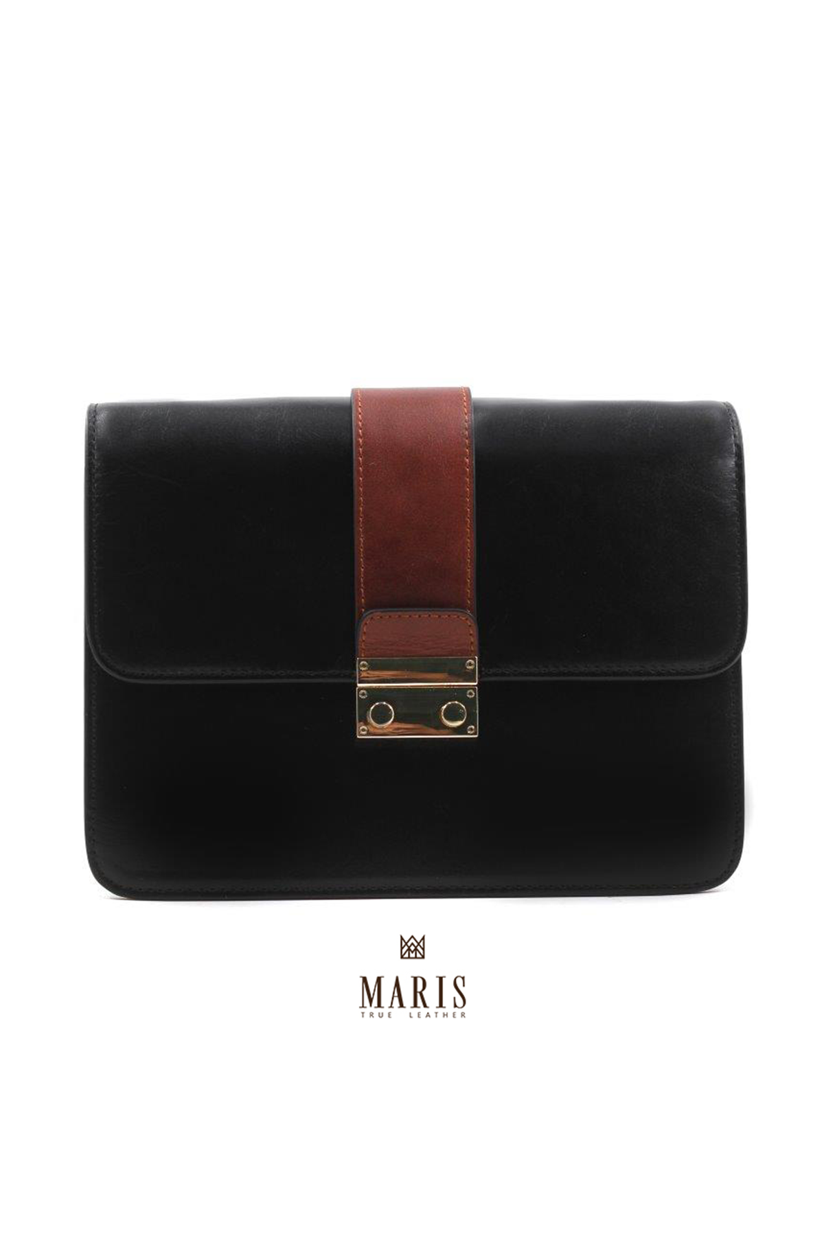 Crossbody Leather Bag with Clasp Closure