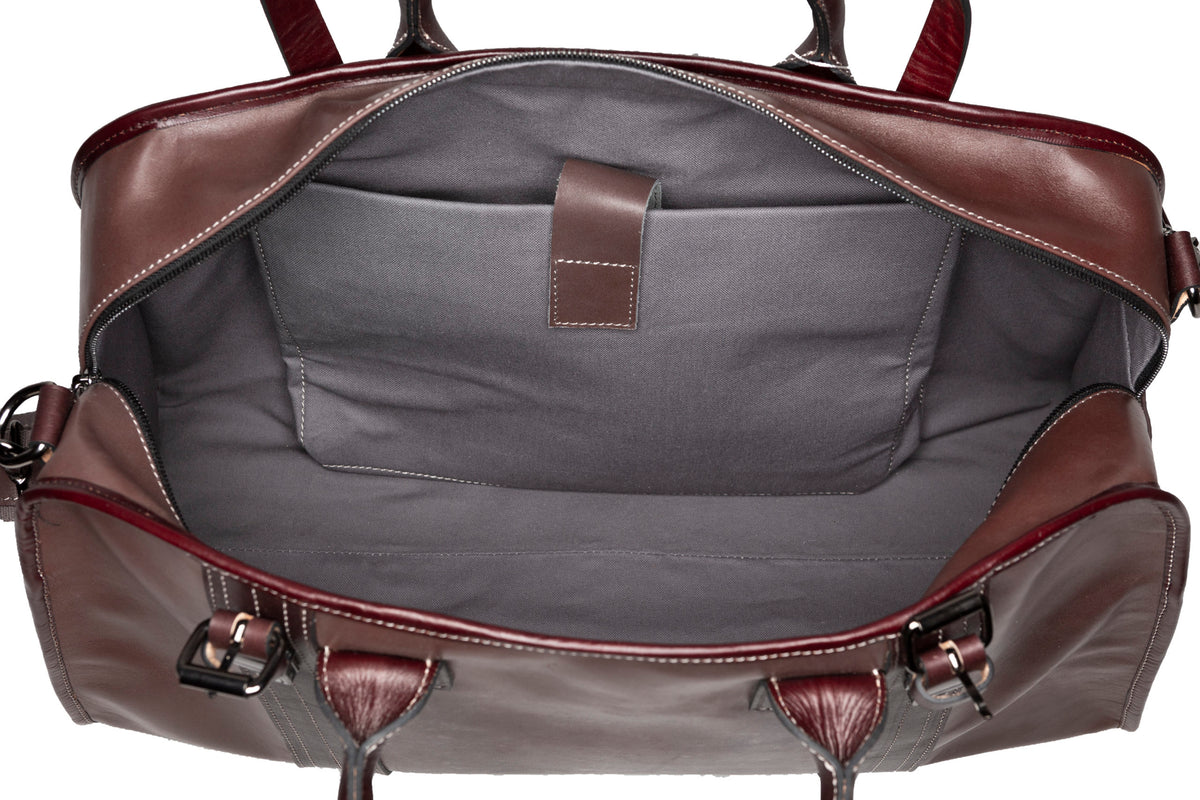 Leather Duffel Bag with Long Strap