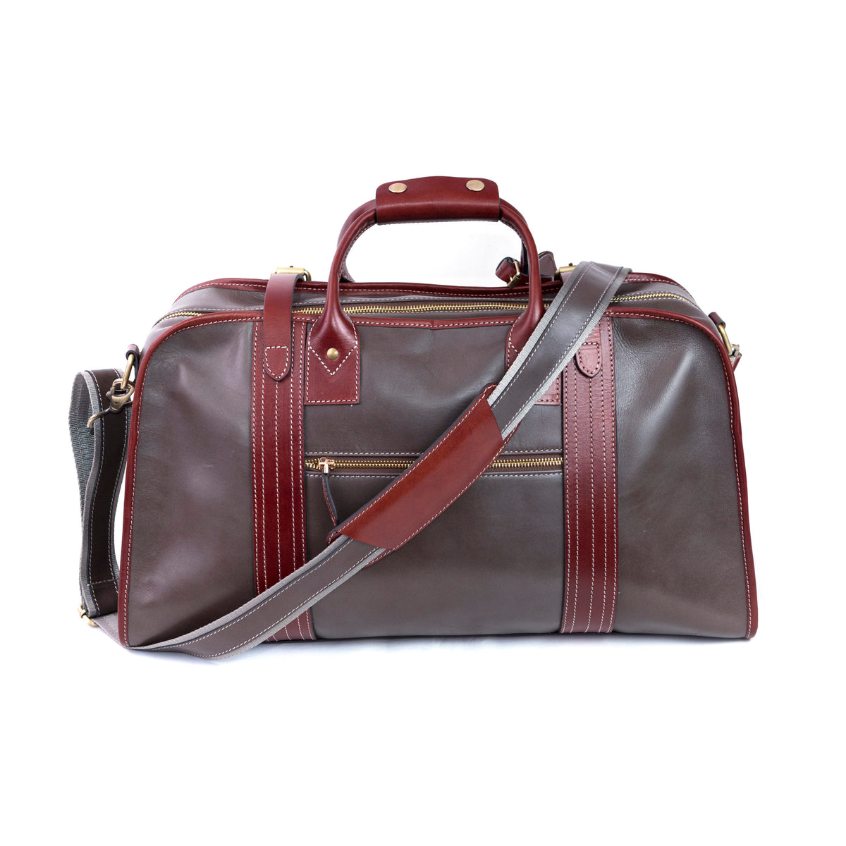 Leather Duffel Bag with Long Strap