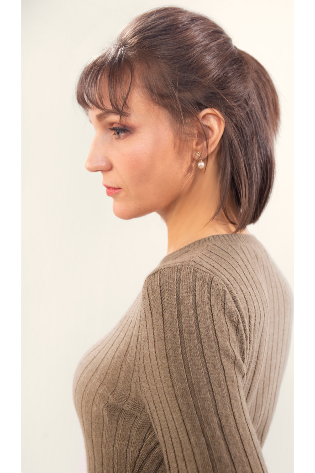 Brown Crewneck Cashmere Dress