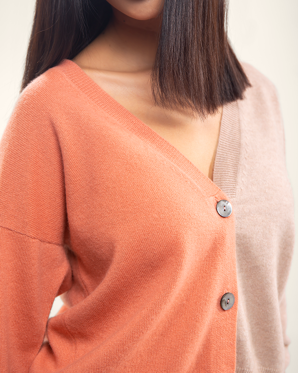 Symmetrical Colorblock Cashmere Buttondown