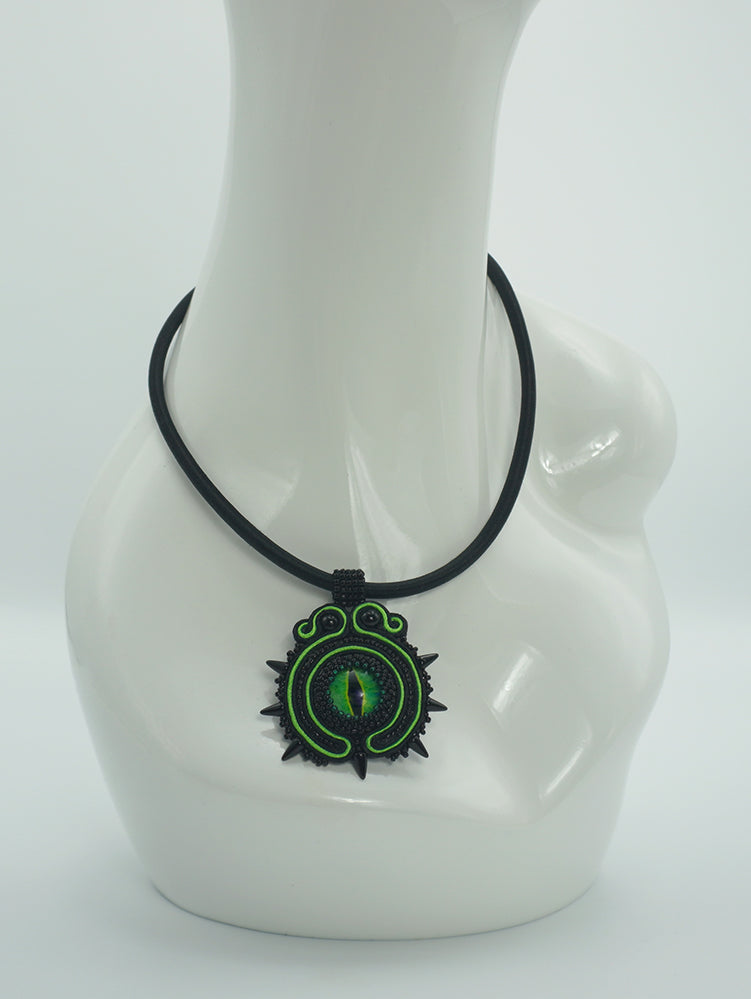 Snake Eye Soutache Necklace by Siilengoo