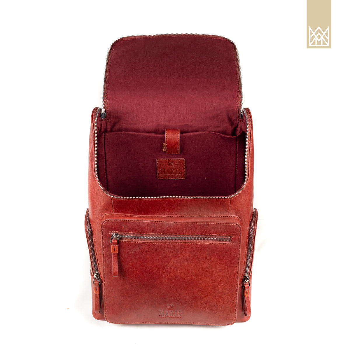Maroon Genuine Leather Backpack by Maris