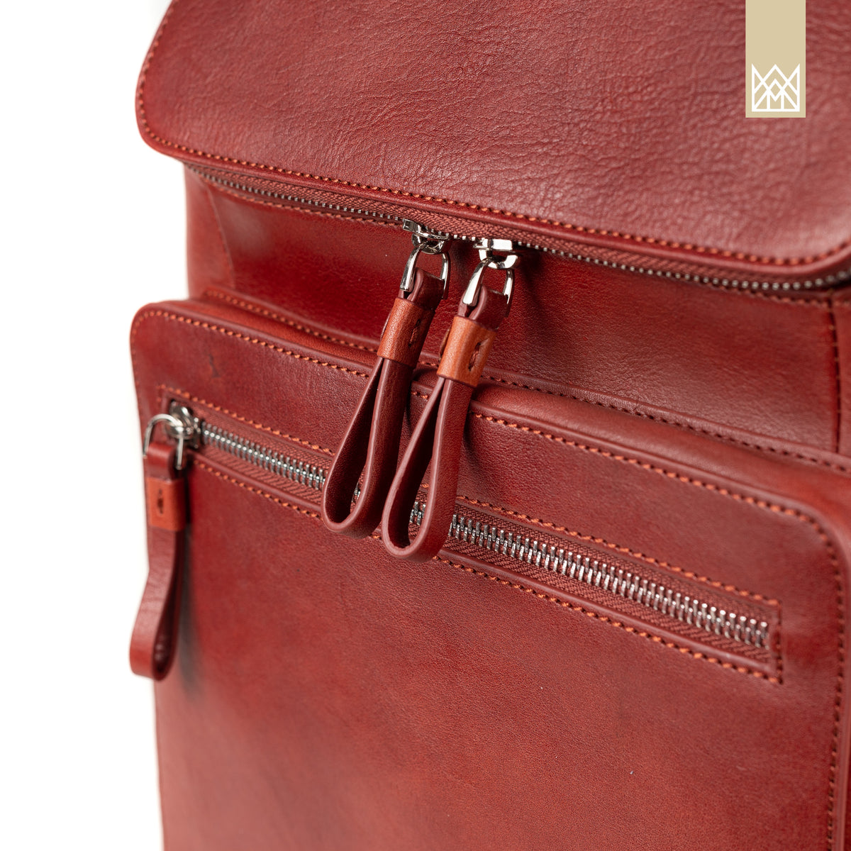 Maroon Genuine Leather Backpack by Maris