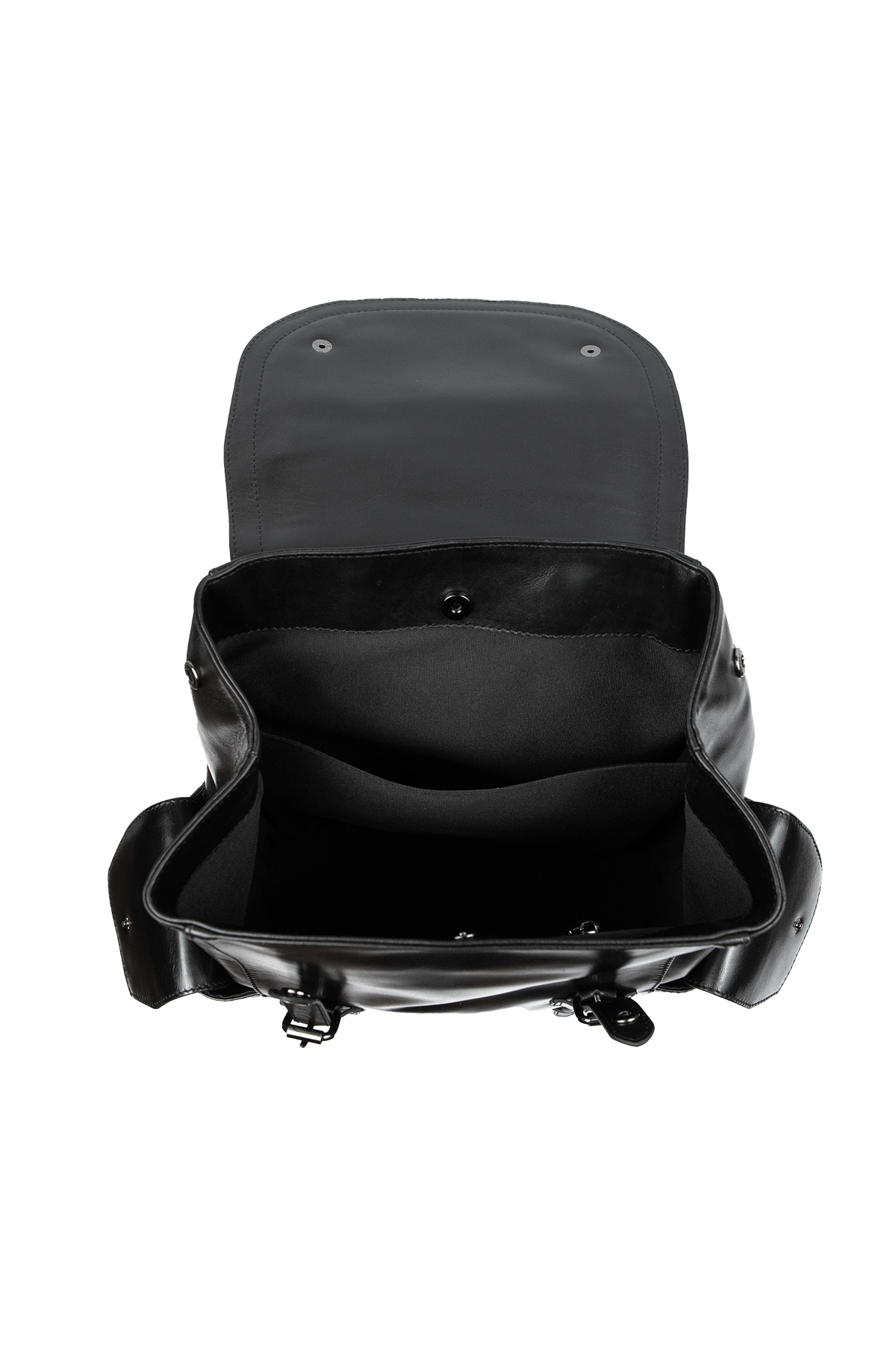 Black Leather Backpack with Side pockets