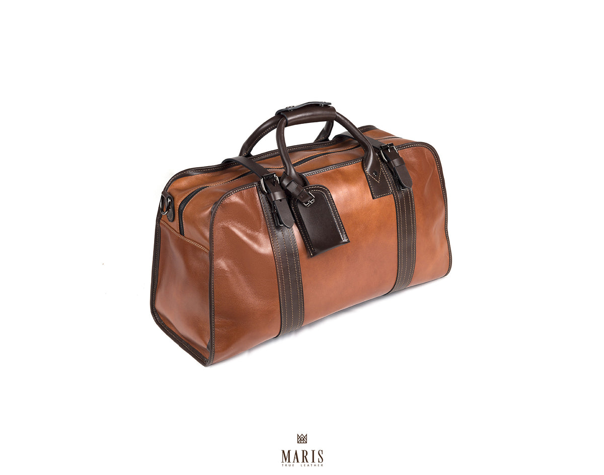 Leather Duffel Bag with Long Strap