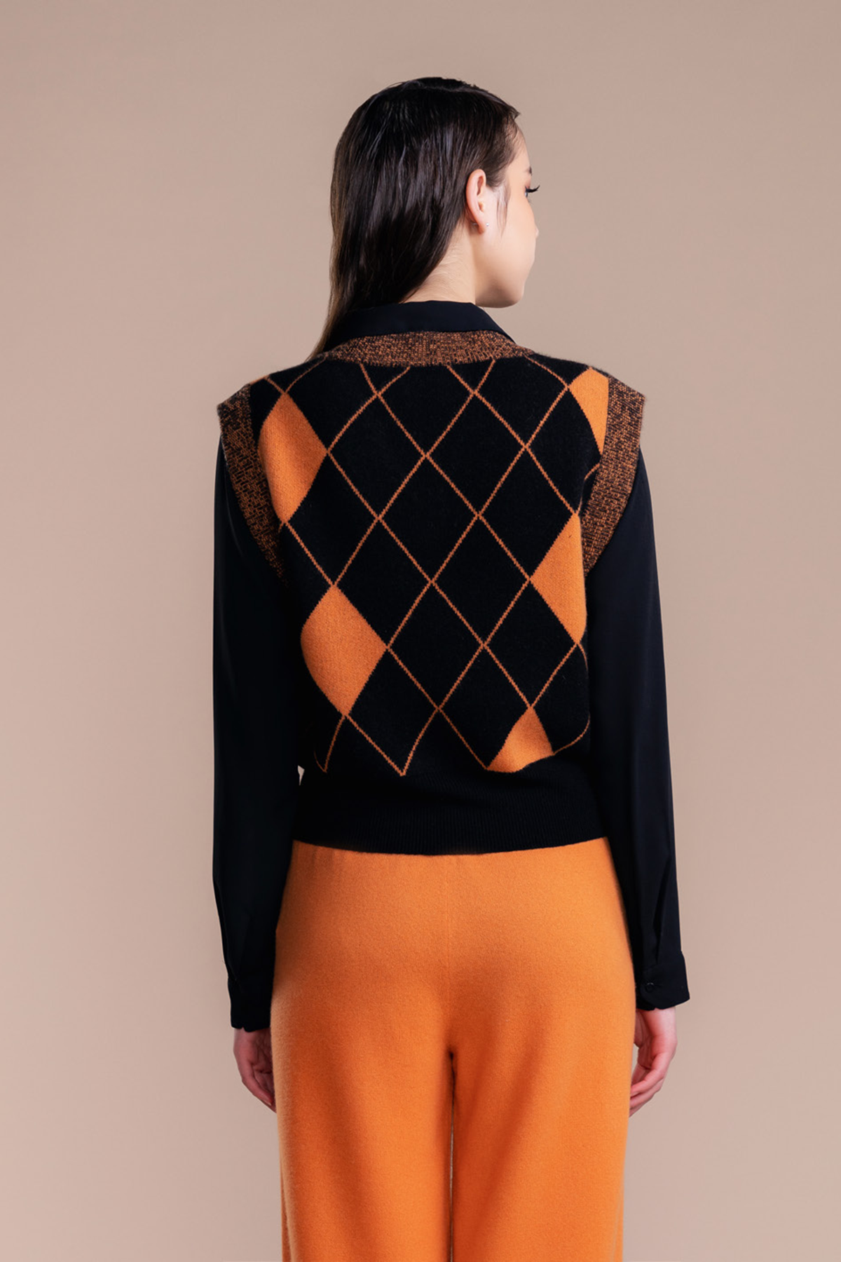 Orange &amp; Black Cashmere Vest