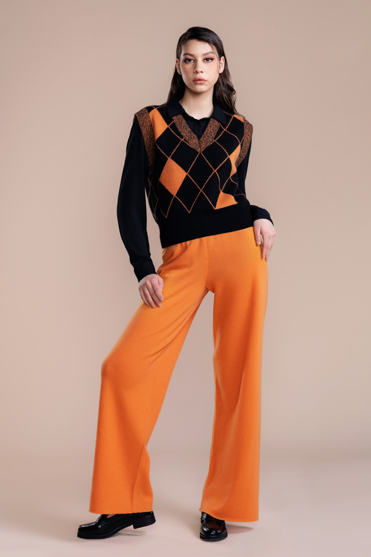 Orange &amp; Black Cashmere Vest