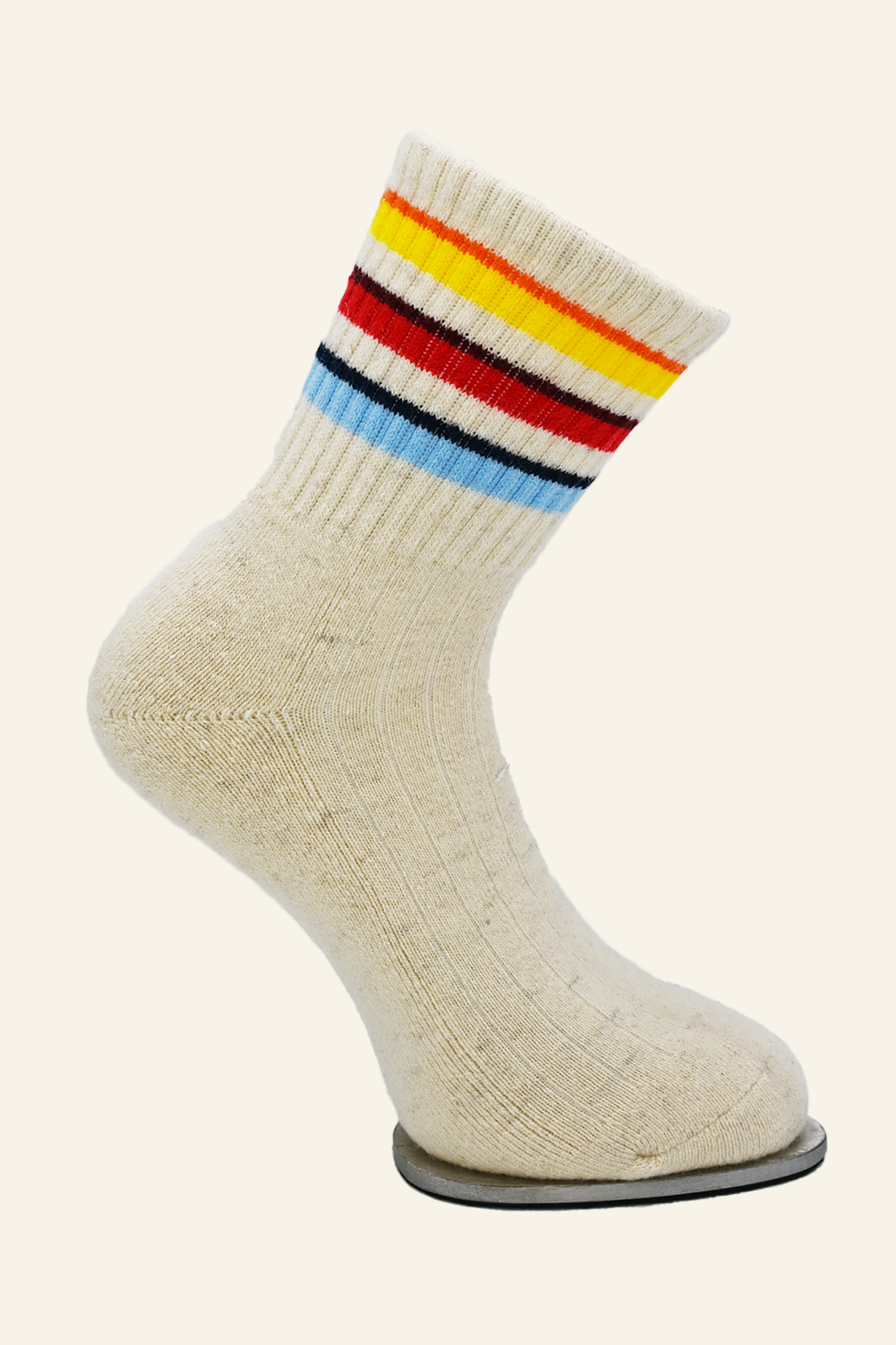 Warm Wool Socks with Colorful Ankle Detail