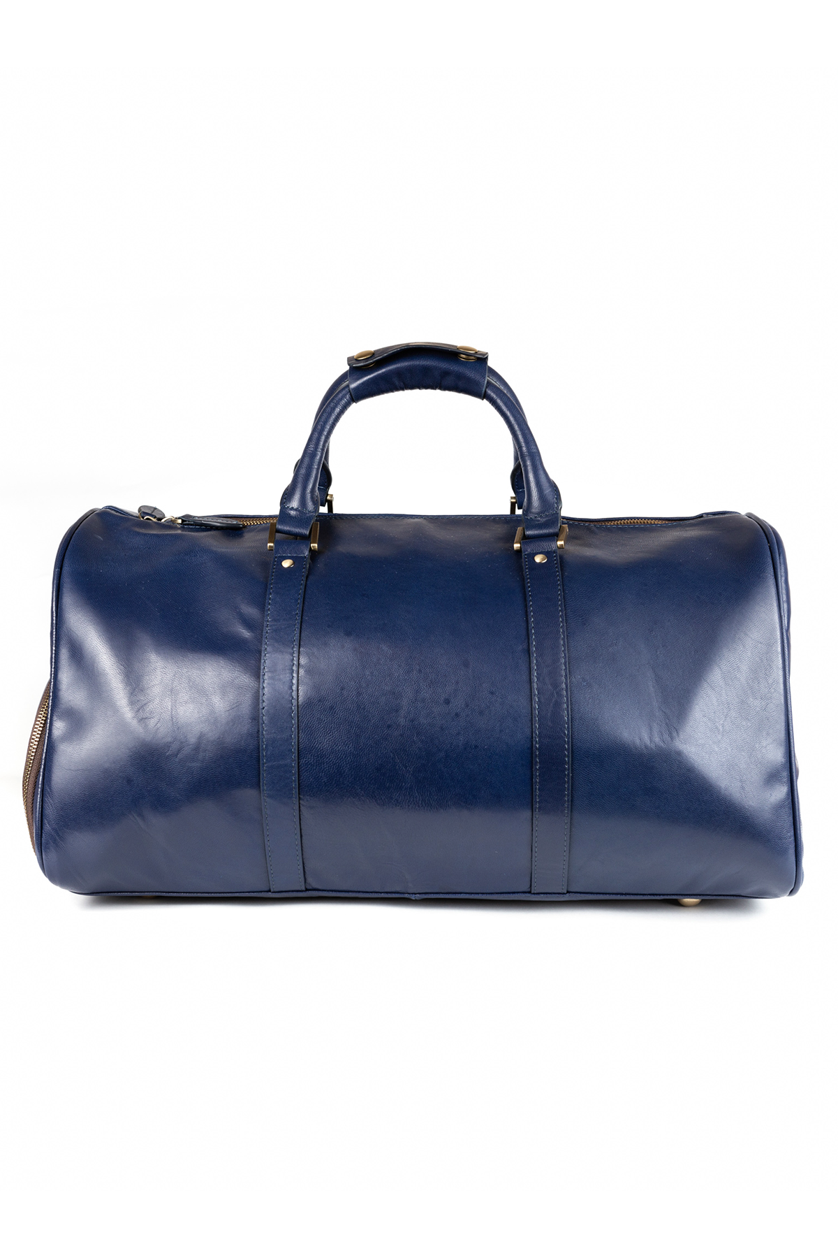 Blue Genuine Leather Travel Bag