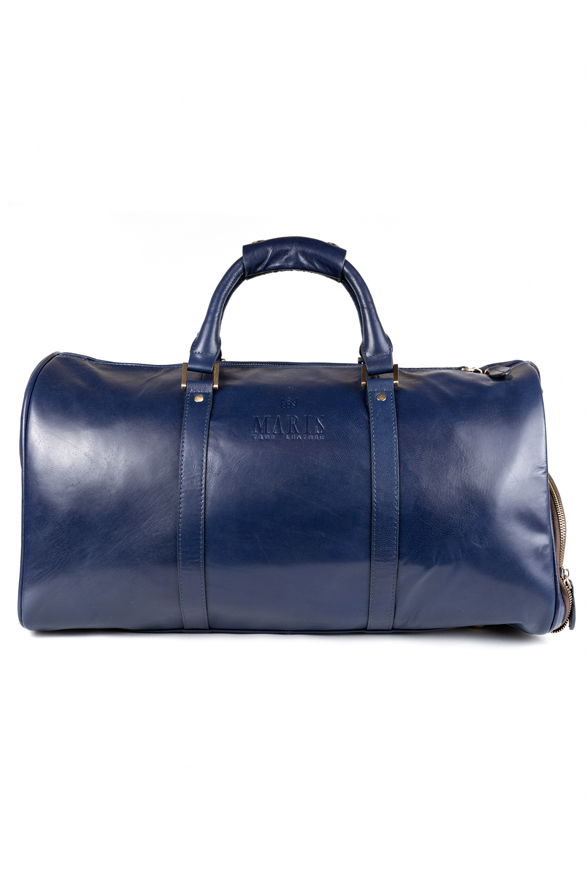 Blue Genuine Leather Travel Bag