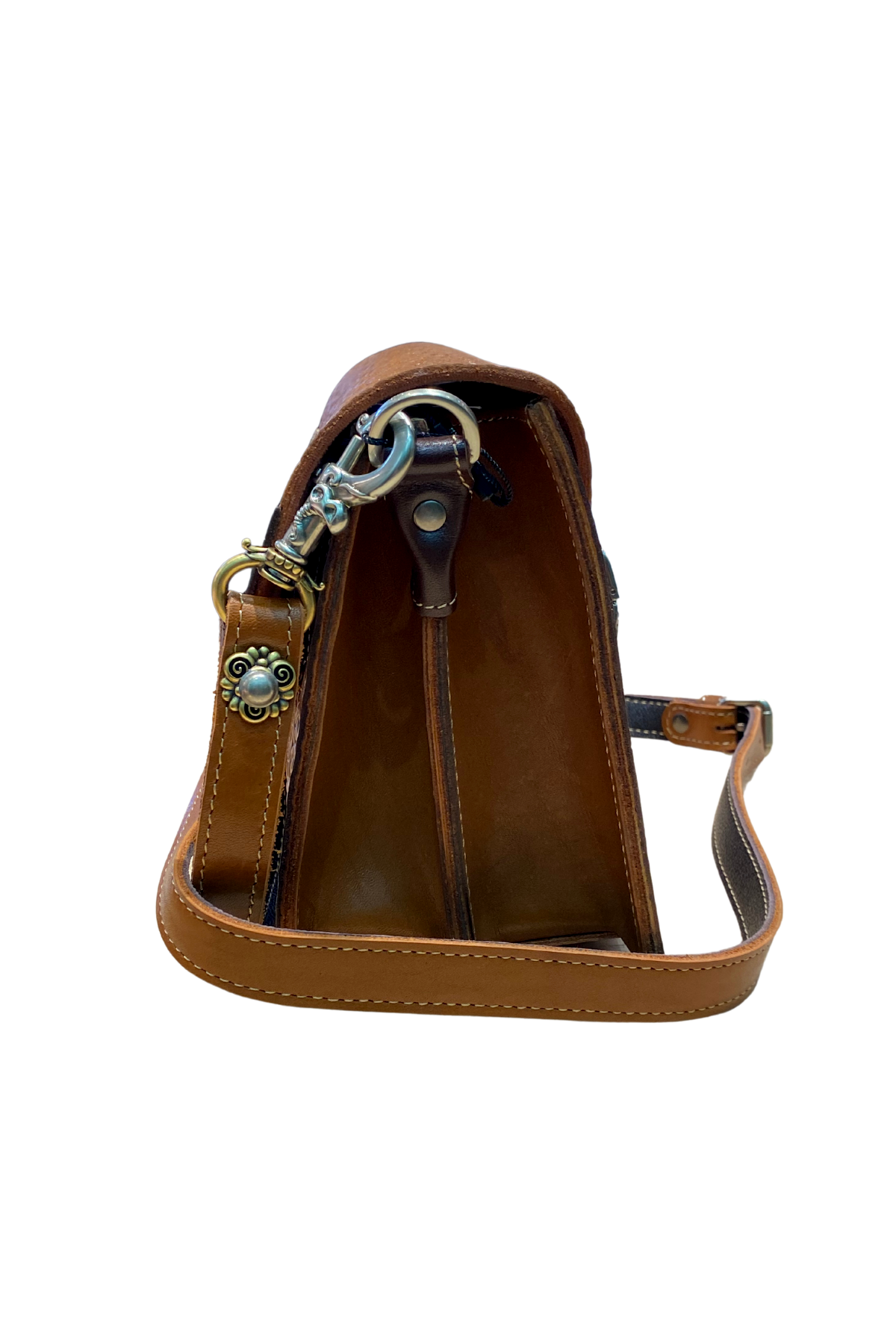 Genuine Leather Flap Satchel Bag