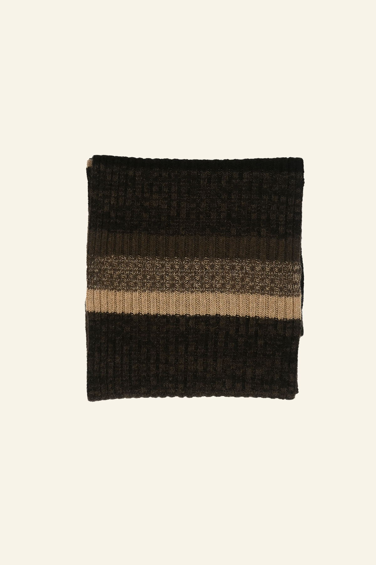 Brown Pattern Knit Wool Scarf