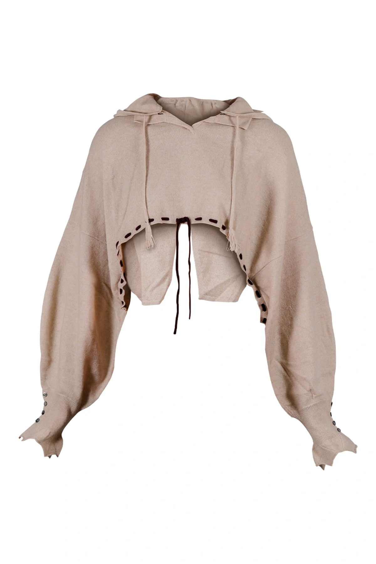 Cashmere Crop top with Detachable Hoodie