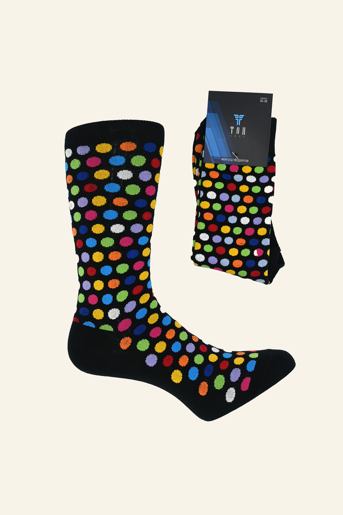 Long Cotton Socks with Colorful Dots