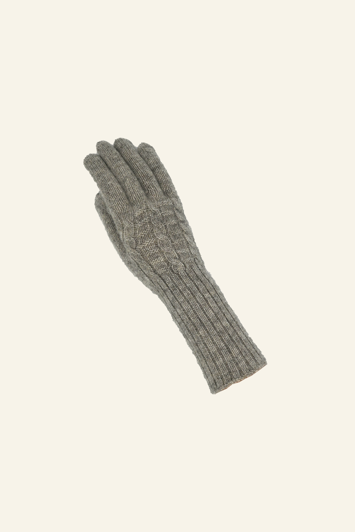 Half Sleeve Light Grey Yak Down Pattern Knit Gloves
