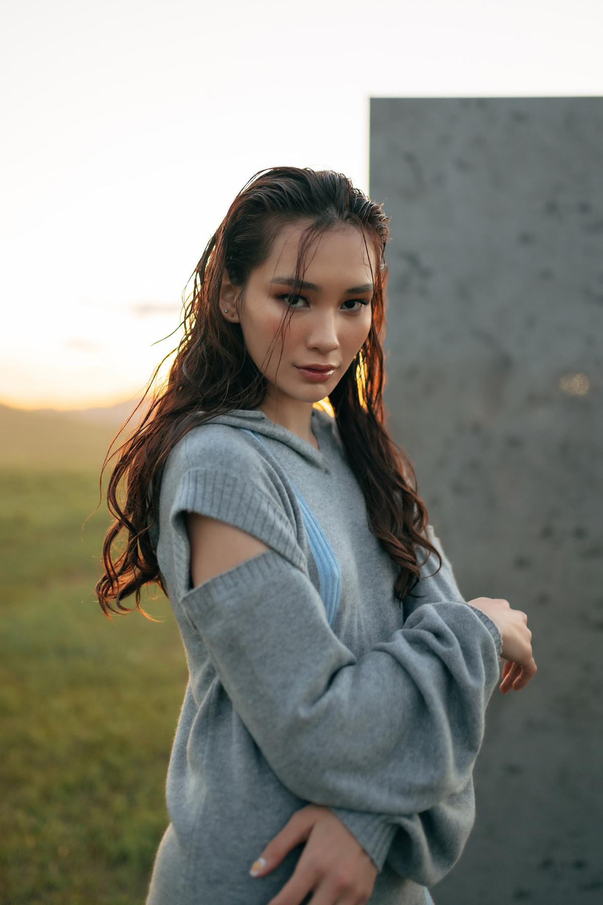Lightweight Cashmere Dress with Hoodie &amp; Sleeves