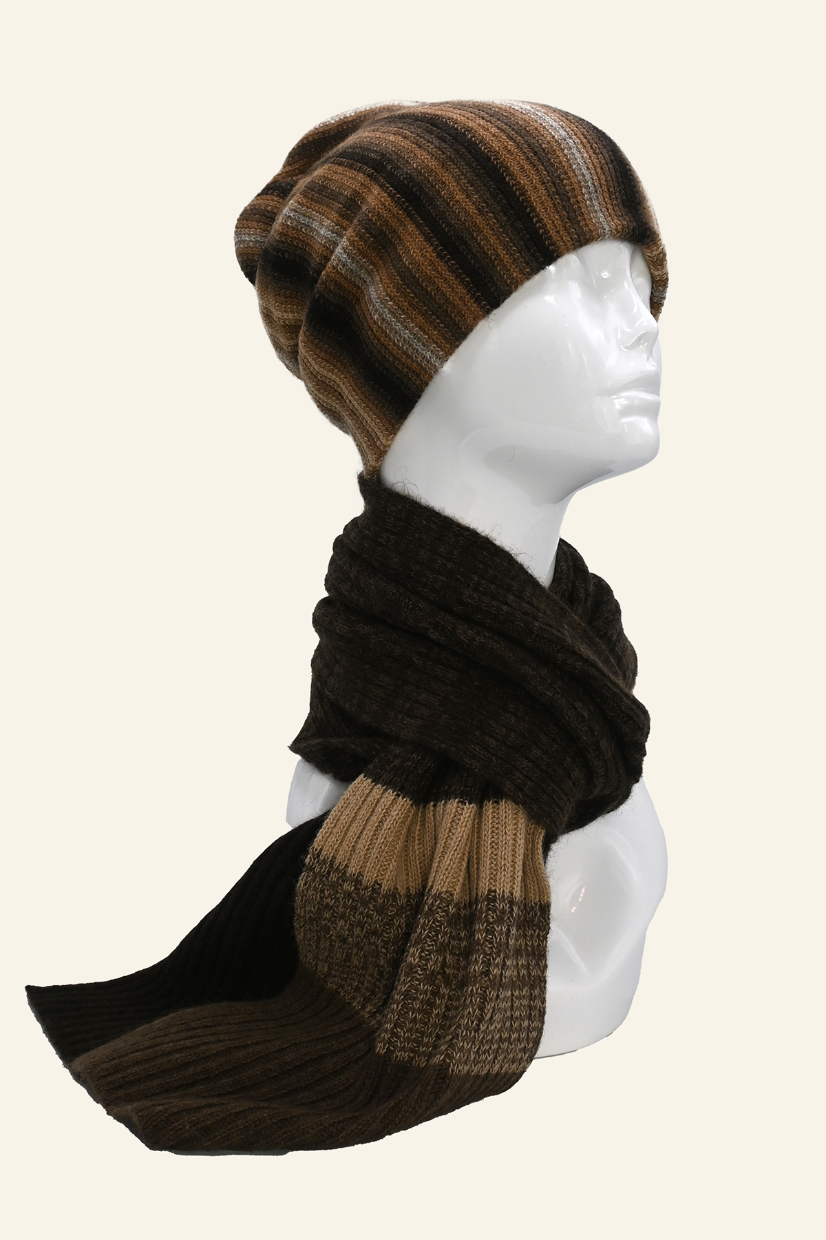 Brown Color Mix Yak Down &amp; Camel Wool Hat Active