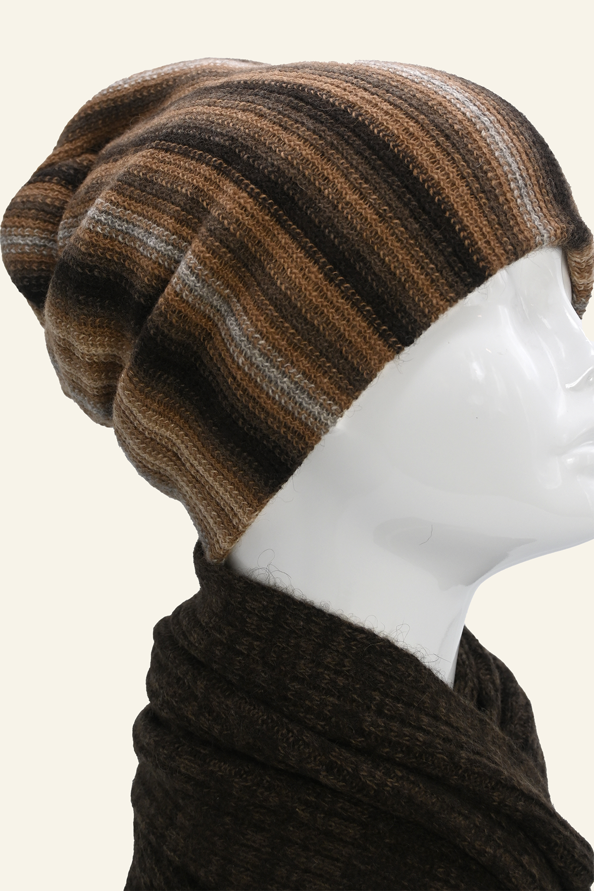 Brown Color Mix Yak Down &amp; Camel Wool Hat Active