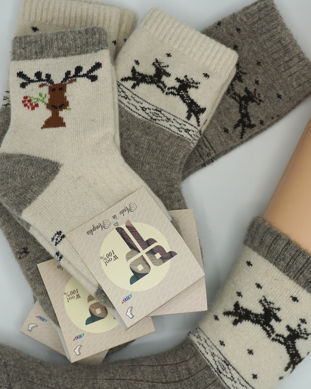Warm Wool Socks for Kids Mongolian Gallery